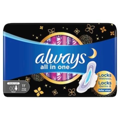 Always All-In-One Ultra Thin Night Pads With Wings 12s