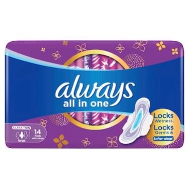 Always All In One Ultra Thin Large Pads With Wings 14s