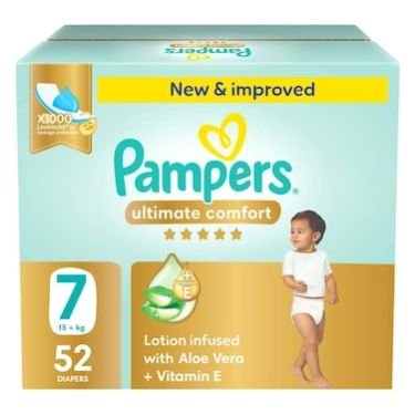 Pampers Ultimate Comfort Diapers With Aloe Vera Plus Vitamin E Size 7 (15kg+) 52s