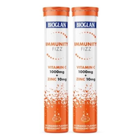 Bioglan Immunity Fizz Vitamin C 1000mg & Zinc Effervescent Tablets, Value Pack Of 2*20s