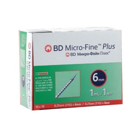 Bd Micro-Fine Plus Insulin Syringe 31g X 6mm 1ml 100s