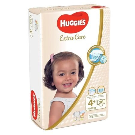 Huggies Extra Care Baby Diapers – Size 4+ (10–16 Kg) 38 Diapers