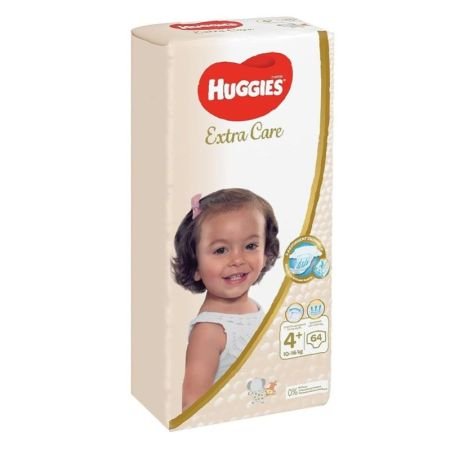 Huggies Extra Care Baby Diapers – Size 4+ (10–16 Kg) 64 Diapers