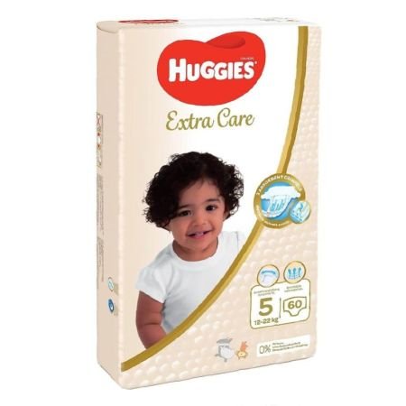 Huggies Extra Care Baby Diapers – Size 5 (12–22 Kg) 60 Diapers