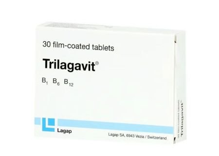 Trilagavit Vitamin B1, B6, B12 Supplement Tablets, Pack Of 30s