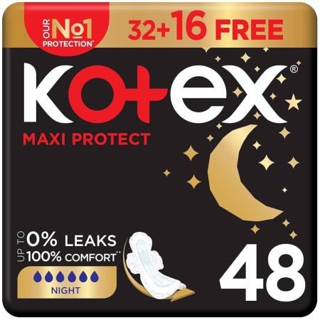 Kotex Maxi Protect Thick Overnight With Wings 48s