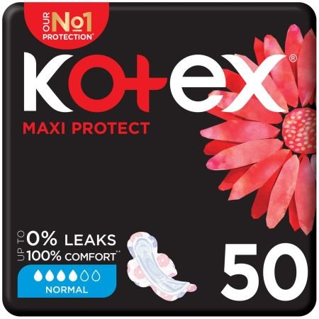 Kotex Maxi Protect Thick Pads With Wings Normal Size 50s