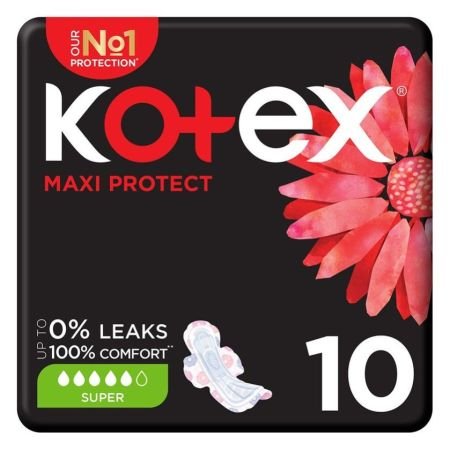 Kotex Maxi Protect Thick Pads With Wings Super Size 10s
