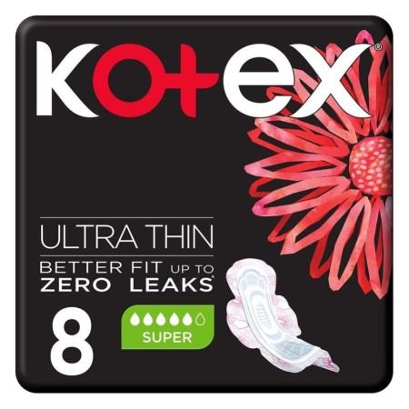 Kotex Ultra Thin Pads With Wings Super Size 8s