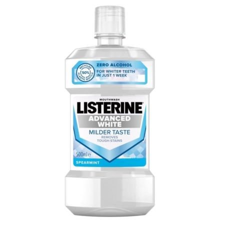 Listerine Advanced White Mouthwash With Zero Alcohol Milder Taste Spearmint Flavor 500ml