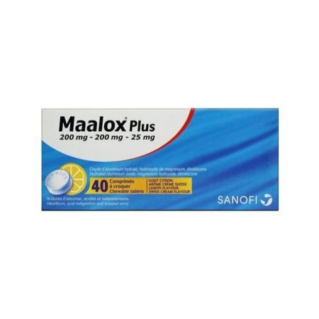 Maalox Plus Chewable Tablets For Indigestion And Heartburn Lemon Flavour 40s