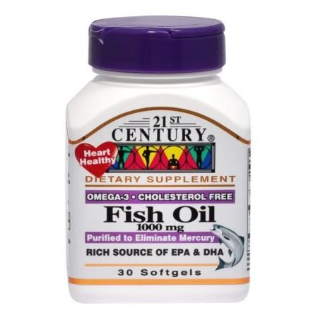 21st Century Omega 3 1000mg Fish Oil Supplement Softgels, Pack of 30's