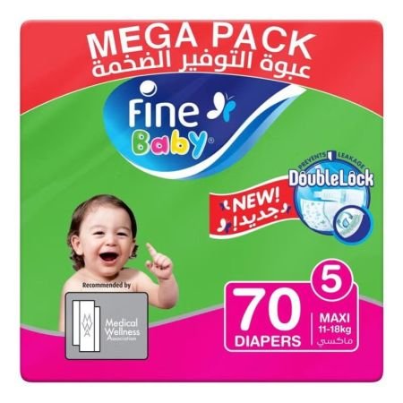 Fine Baby Double Lock Maxi Diapers Size 5 11-18 Kg 70s