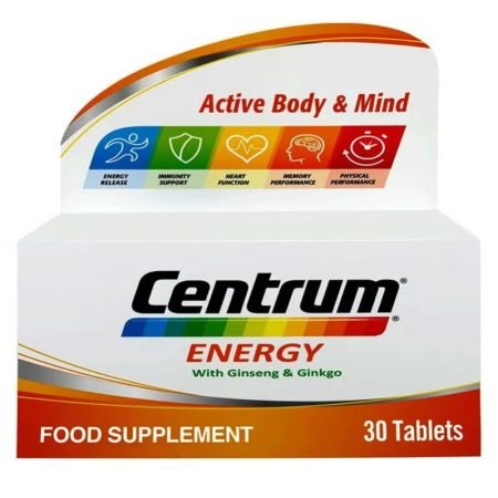 Centrum Energy Adult Multivitamin Supplement With Ginseng & Ginkgo 30 Tablets