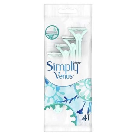 Gillette Simply Venus 2 Blade Womens Disposable Razor For Smooth & Close Shave, Pack Of 4s