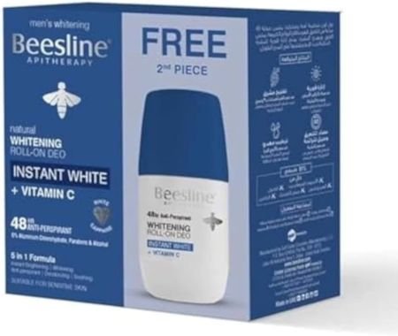 Beesline Whitening Aluminum Free Deodorant Roll-On Instant White With Vitamin C 50ml 1+1
