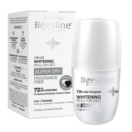 Beesline Whitening Aluminum Free Deodorant Roll-On Super Dry Fragrance Free 50ml