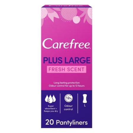Carefree Plus Large Fresh Scented Panty Liners, Pack Of 20s