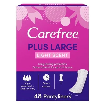 Carefree Plus Large Super Absorbent Light Scented Panty Liners, Pack Of 48s