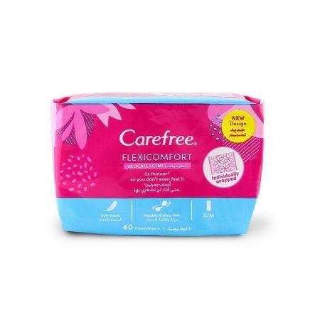 Carefree Panty Liners, Flexicomfort, Delicate Scent, 40pcs