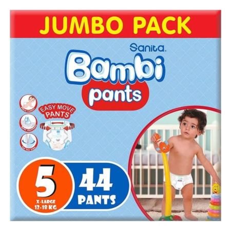 Sanita Bambi Easy Move Baby Diaper Pants Size 5 X-Large For Baby 12-18kg 44 S