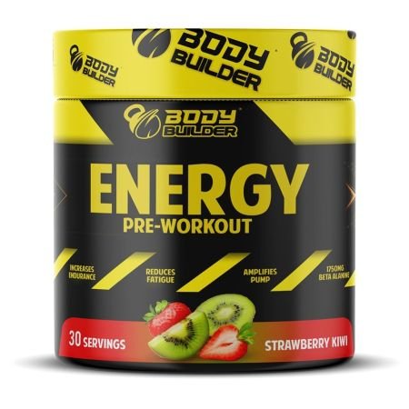 Body Builder Energy Pre-Workout Plus Bcaa Strawberry Kiwi 30 Servings 225g