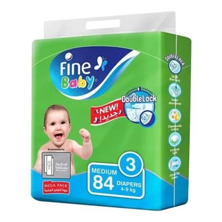 Fine Baby Double Lock Medium Diapers Size 3 4-9 Kg 84s