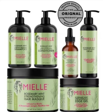 Mielle Organics Rosemary Mint Strengthening Hair Care Set – Shampoo 35ml, Conditioner 355ml, Hair Mask 340g, Edge Gel 59g, Hair Oil 59ml, Multi-Vitamin Styling Creme 59ml