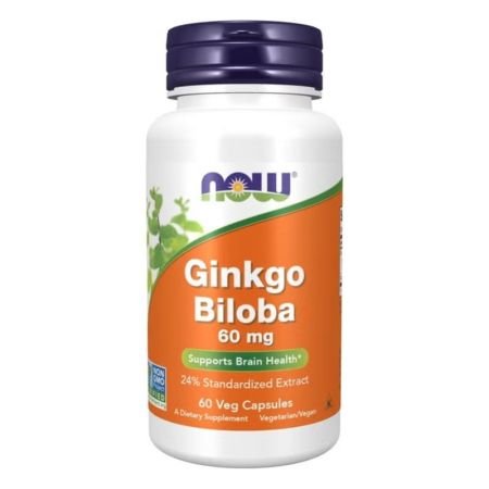 Now Ginkgo Biloba 60mg Vegetarian Capsules For Brain Health 60s