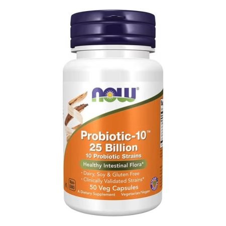 Now Probiotic-10 25 Billion Cfu Capsules With 10 Probiotic Strains For Healthy Intestinal Flora 50s