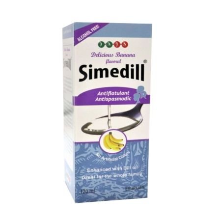 Simedill Oral Emulsion Banana Flavour For Stomach Pain And Bloating 120ml